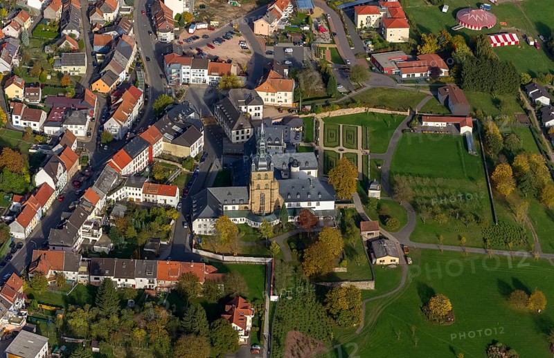 Church and Benedictine Abbey Tholey, Tholey, Saarbrücken, Saarland, Germany, Europe, aerial view, birds-eyes view, aerial photography, aerial photography, overview, overview, bird's eye view