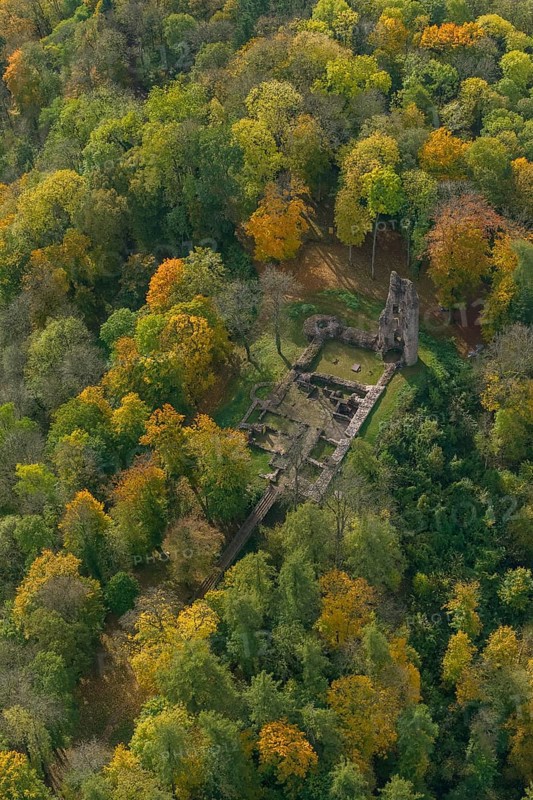 Ruin Dagstuhl next to the Leibniz Centre for Informatics, Wadern, Saarbrücken, Saarland, Germany, Europe, aerial photo, birds-eyes view, aerial photography, aerial photography, overview, overview, bird's eye view