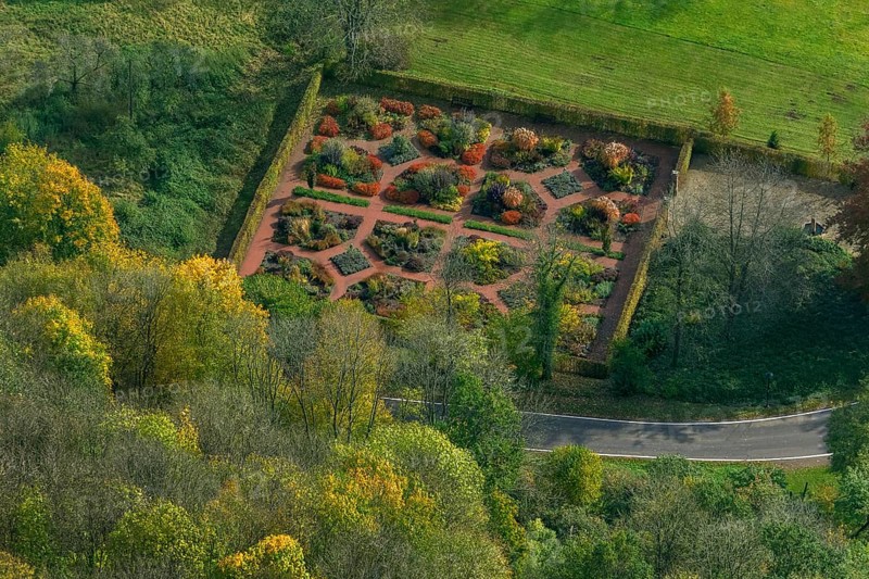 Dagstuhl Castle Garden, Dagstuhl Ruins next to the Leibniz Centre for Informatics, Wadern, Saarbrücken, Saarland, Germany, Europe, aerial photo, birds-eyes view, aerial photography, aerial photography, overview, bird's eye view