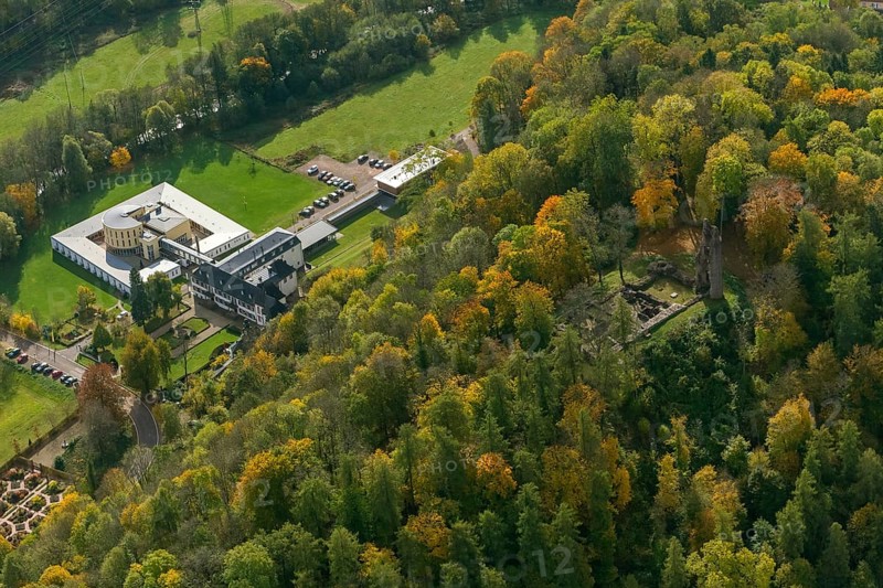 Ruin Dagstuhl next to the Leibniz Centre for Informatics, Wadern, Saarbrücken, Saarland, Germany, Europe, aerial photo, birds-eyes view, aerial photography, aerial photography, overview, overview, bird's eye view