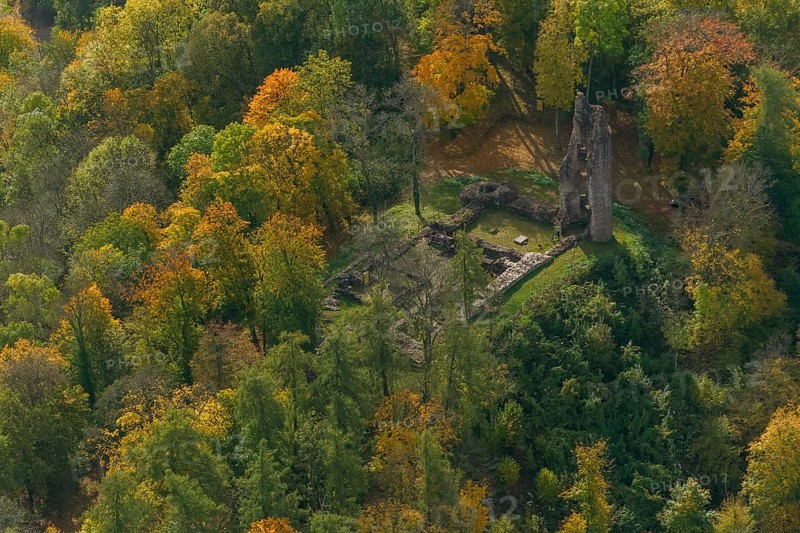 Ruin Dagstuhl next to the Leibniz Centre for Informatics, Wadern, Saarbrücken, Saarland, Germany, Europe, aerial photo, birds-eyes view, aerial photography, aerial photography, overview, overview, bird's eye view