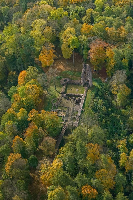 Ruin Dagstuhl next to the Leibniz Centre for Informatics, Wadern, Saarbrücken, Saarland, Germany, Europe, aerial photo, birds-eyes view, aerial photography, aerial photography, overview, overview, bird's eye view