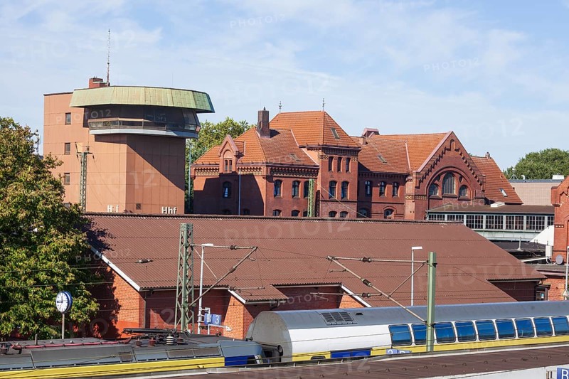 Harburg railway station with local train, Harburg, Hamburg, Germany