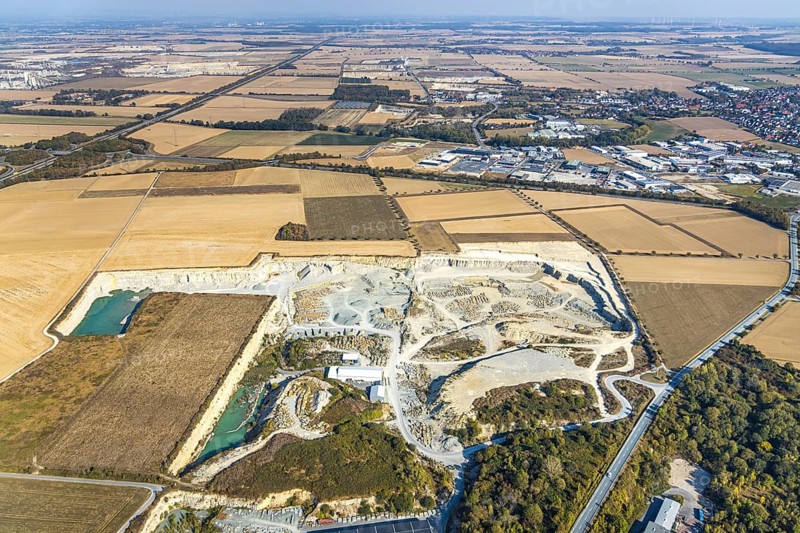 Aerial view, quarry Natursteinwerk Rinsche, Klieve, Anröchte, Kreis Soest, North Rhine-Westphalia, Germany, DE, Europe, Kreis-Soest-Buch, KreisSoestBuch, aerial view, aerial photography, aerial photography, natural stone, quarry, overview, bird's-eye view, overview
