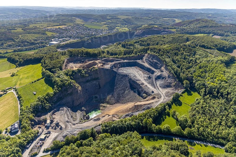 Aerial photo, quarry operation Herdringen Gebr. Neveling, Arnsberg, Sauerland, Hochsauerlandkreis, North Rhine-Westphalia, Germany, DE, Europe, aerial photo, aerial photography, aerial photography, quarry, overview, bird's-eye view, overview