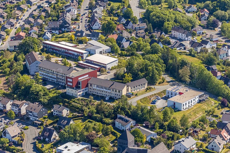 Aerial photo, Franz-Joseph-Koch-Schule, Mariannhill School, Caritas, Arnsberg, Sauerland, Hochsauerlandkreis, North Rhine-Westphalia, Germany, education, educational institution, DE, Europe, special school for language, teaching institute, aerial photo, aerial photography, aerial photography, school, overview, bird's-eye view, birds-eyes view, overview