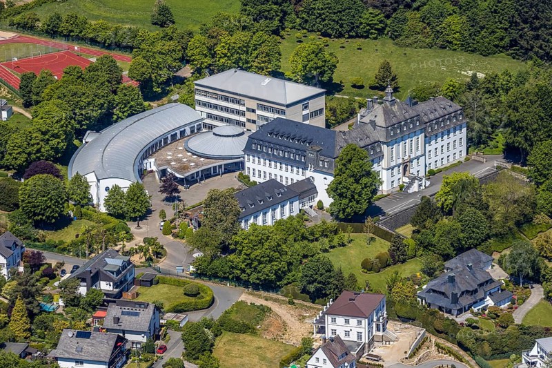 Aerial photo, St.-Ursula-Gymnasium, public school, Attendorn, Sauerland, North Rhine-Westphalia, Germany, education, educational institution, DE, Europe, grammar school, teaching institute, aerial photo, aerial photography, aerial photography, school, overview, bird's-eye view, birds-eyes view, overview