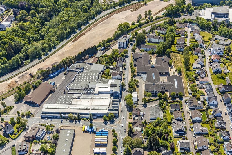 Aerial view, construction area, Greif site, bypass road, Attendorn, Sauerland, North Rhine-Westphalia, Germany, construction site, building plots, Blankenroder Mühle, DE, Europe, aerial view, aerial photography, aerial photography, overview, bird's-eye view, overview