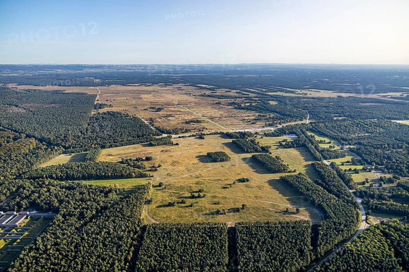 Aerial photo, armoured training area, Senne, Augustdorf, Ostwestfalen-Lippe, North Rhine-Westphalia, Germany, DE, Europe, aerial photo, aerial photography, aerial photography, military, OLWBUCH, OWL, OWL-Buch, Ostwestfalen, military training area, overview, bird's-eye view, birds-eyes view, overview