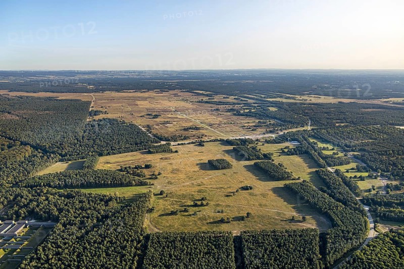 Aerial photo, armoured training area, Senne, Augustdorf, Ostwestfalen-Lippe, North Rhine-Westphalia, Germany, DE, Europe, aerial photo, aerial photography, aerial photography, military, OLWBUCH, OWL, OWL-Buch, Ostwestfalen, military training area, overview, bird's-eye view, birds-eyes view, overview