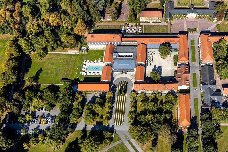 Aerial photo, Gräflicher Park Health & Balance Resort, Bad Driburg, East Westphalia-Lippe, North Rhine-Westphalia, Germany, Brunnenallee, DE, Europe, restaurant, gastronomy, hotel, hotel facilities, hotel business, aerial photo, aerial photography, aerial photography, OLWBUCH, OWL, OWL-Buch, East Westphalia, park, overview, bird's-eye view, birds-eyes view, overview