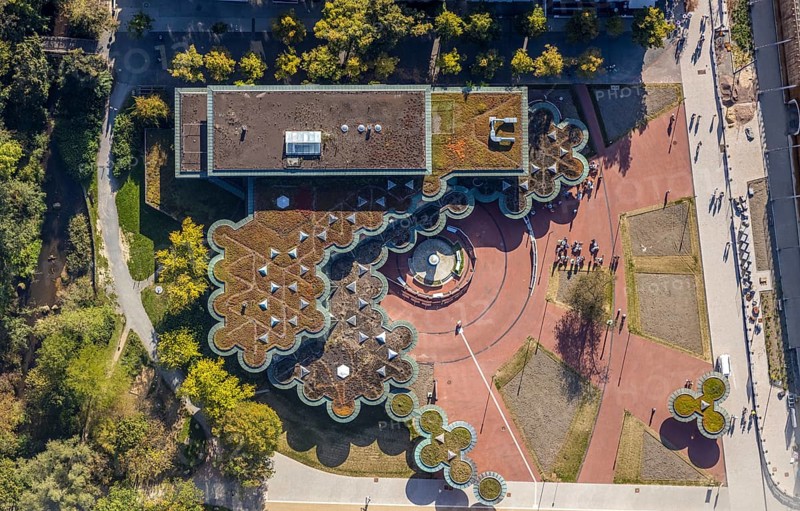 Aerial view, graduation house Bad Salzuflen, SalzGrotte Wellnessbad, Bad Salzuflen, Ostwestfalen-Lippe, North Rhine-Westphalia, Germany, DE, Europe, graduation house, aerial view, aerial photography, aerial photography, OLWBUCH, OWL, OWL-Buch, Ostwestfalen, Parkstraße, overview, bird's-eye view, wellness centre, birds-eyes view, overview
