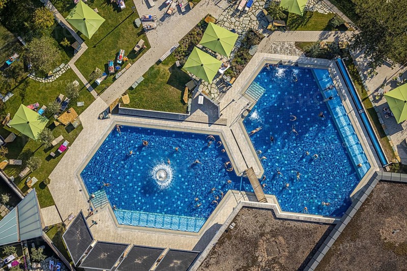 Aerial view, Börde Therme Bad Sassendorf, Sassendorf, Bad Sassendorf, Soest district, North Rhine-Westphalia, Germany