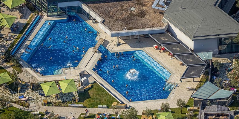 Aerial view, Börde Therme Bad Sassendorf, Sassendorf, Bad Sassendorf, Soest district, North Rhine-Westphalia, Germany