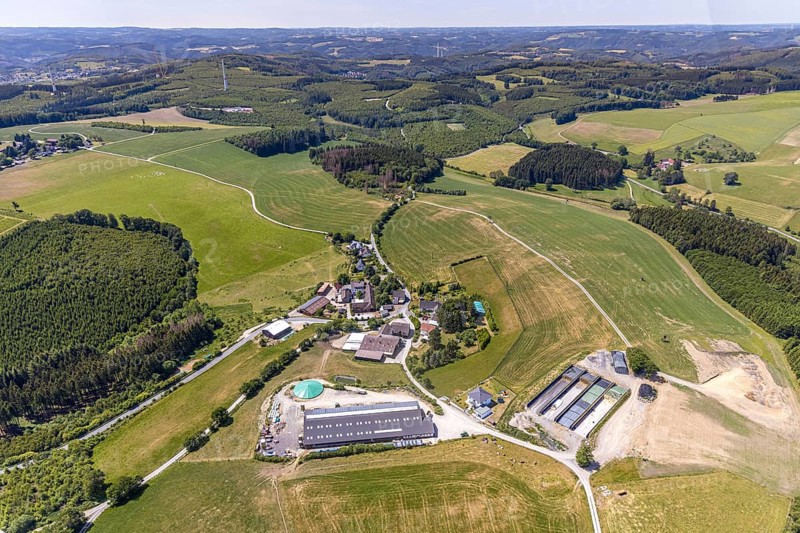 Aerial view, Schultenhof, Leveringhausen 1, Balve, Sauerland, North Rhine-Westphalia, Germany, farm, DE, Europe, agriculture, farm, farm business, aerial view, aerial photography, aerial photography, local recreation area, overview, farm holidays, bird's-eye view, meadows and fields, birds-eyes view, overview