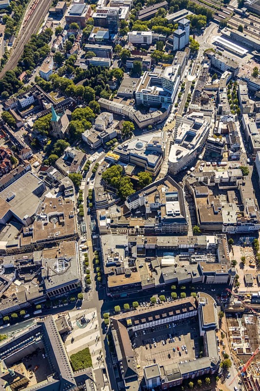 Aerial view, Boulevard Massenbergstraße, between Bongardstraße, Masseenbergstraßeand Ostring, Gleisdreieck, Bochum, Ruhr area, North Rhine-Westphalia, Germany, DE, Europe, birds-eyes view, aerial photograph, aerial photography, aerial photography, overview, overview, bird's eye view, urban planning, reconstruction measures, construction site, overplanning