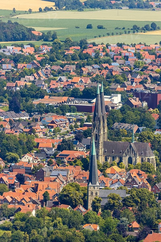 Aerial view, city centre view, Dom St. Ludgerus Billerbeck, parish church St. Johann, Billerbeck, Münsterland, North Rhine-Westphalia, Germany, place of worship, DE, cathedral, Domgasse, Europe, religious community, property tax, hall church, holy place, real estate, Johanniskirche, Johanniskirchplatz, Kath. pilgrimage church, cathedral, church, parish, denomination, aerial view, aerial photography, aerial photography, town view, town centre, Propsteikirche St. Ludgerus, transept, religion, religious site, townscape, urban area, city centre, overview, bird's-eye view, landmark, residential area, living and life, residential area, residential buildings, residential quality, housing estate, birds-eyes view, historical, overview