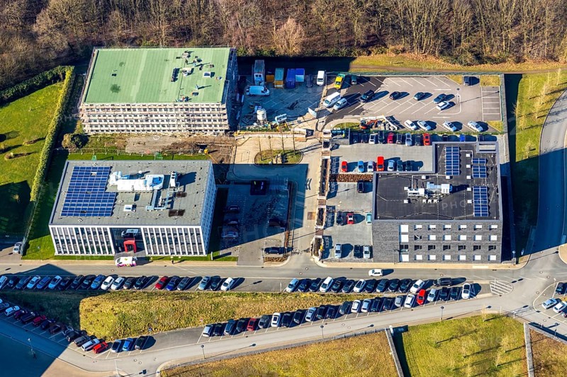 Aerial view, health campus south, Querenburg, Bochum, Ruhr area, North Rhine-Westphalia, Germany, DE, Europe, health campus, health science, commercial area, commercial area, commercial park, commercial use, aerial photograph, aerial photography, aerial photography, overview, bird's-eye view, overview
