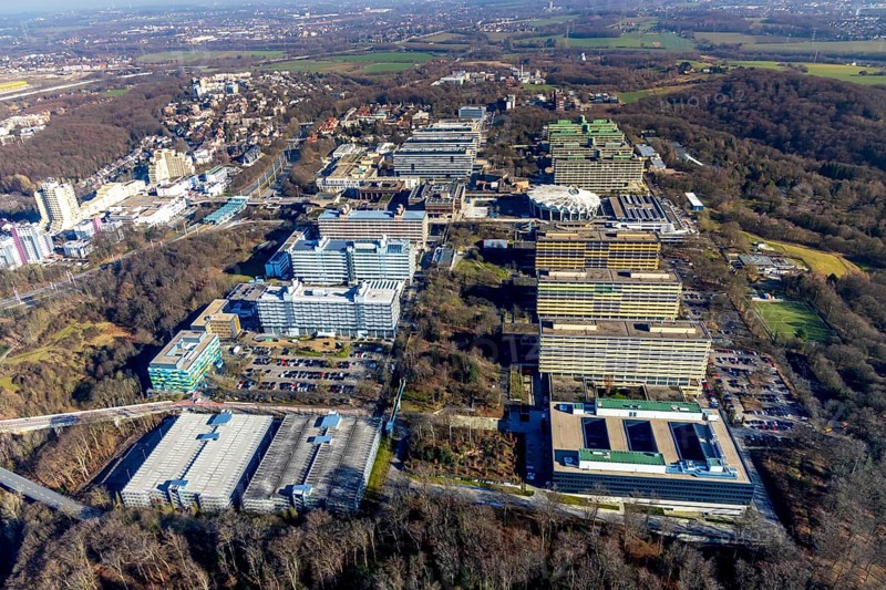 Aerial photo, Ruhr-Universität, Querenburg, Bochum, Ruhr area, North Rhine-Westphalia, Germany, education, educational institution, DE, Europe, aerial photograph, aerial photography, aerial photography, RUB, Ruhr-Universität Bochum, overview, university, bird's-eye view, birds-eyes view, overview