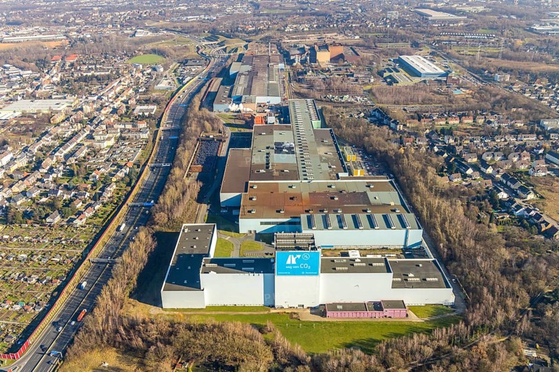 Aerial photo, thyssenkrupp Steel Europe AG Bochum plant, Essener Straße, Kruppwerke, Bochum, Ruhr area, North Rhine-Westphalia, Germany, DE, Europe, commercial area, commercial use, industrial plants, industrial area, industrial site, aerial photograph, aerial photography, aerial photography, production plants, production halls, steel manufacturer, overview, bird's-eye view, bird's-eye view, overview