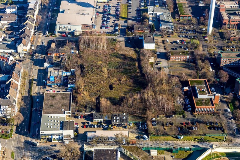 Aerial photograph, Deutsche Telekom AG site, Karl-Lange-Straße, potential mosque site, Grumme, Bochum, Ruhr area, North Rhine-Westphalia, Germany, Castroper Straße, DE, Deutsche Telekom AG, Europe, aerial photograph, aerial photography, aerial photography, overview, bird's-eye view, birds-eyes view, overview