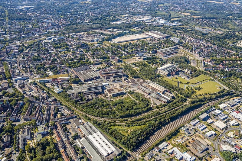Aerial view, Hamme, overview with Westpark and Jahrhunderthalle, Bochum, Ruhr area, North Rhine-Westphalia, Germany, DE, Europe, birds-eyes view, aerial view, aerial photography, aerial photography, overview, bird's eye view, urban planning, reconstruction measures, construction site, overplanning