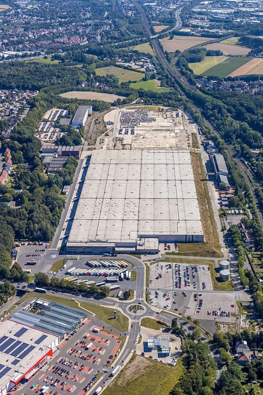 Aerial view, Opel Warehouse Bochum, Langendreer, Bochum, Ruhr area, North Rhine-Westphalia, Germany, DE, Europe, birds-eyes view, aerial photography, aerial photography, overview, bird's-eye view, urban planning, reconstruction measures, construction site, overplanning
