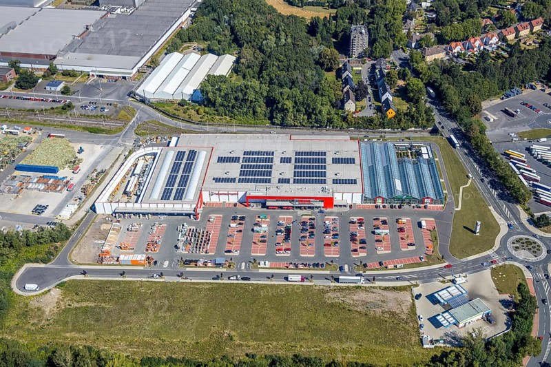 Aerial view, Hagebaumarkt Ziesak, Opel Warehouse Bochum, Langendreer, Bochum, Ruhr area, North Rhine-Westphalia, Germany, DE, Europe, birds-eyes view, aerial photography, aerial photography, overview, overview, bird's eye view, urban planning, reconstruction measures, construction site, overplanning