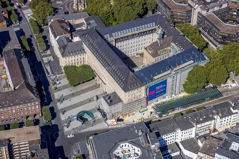 Aerial view, city hall Bochum, city administration Bochum, Gleisdreieck, Bochum, Ruhr area, North Rhine-Westphalia, Germany, DE, Europe, birds-eyes view, aerial photography, aerial photography, overview, bird's eye view, urban planning, reconstruction measures, construction site, overplanning