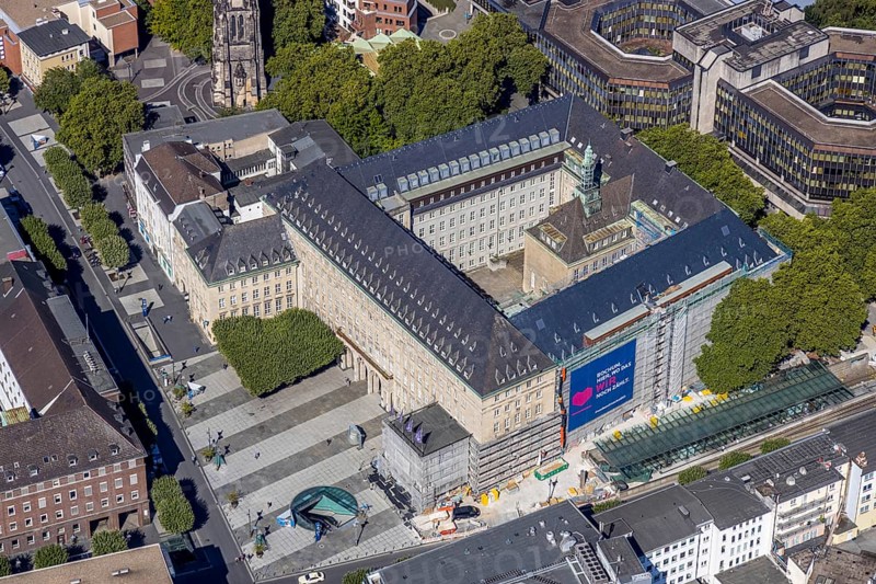 Aerial view, city hall Bochum, city administration Bochum, Gleisdreieck, Bochum, Ruhr area, North Rhine-Westphalia, Germany, DE, Europe, birds-eyes view, aerial photography, aerial photography, overview, bird's eye view, urban planning, reconstruction measures, construction site, overplanning