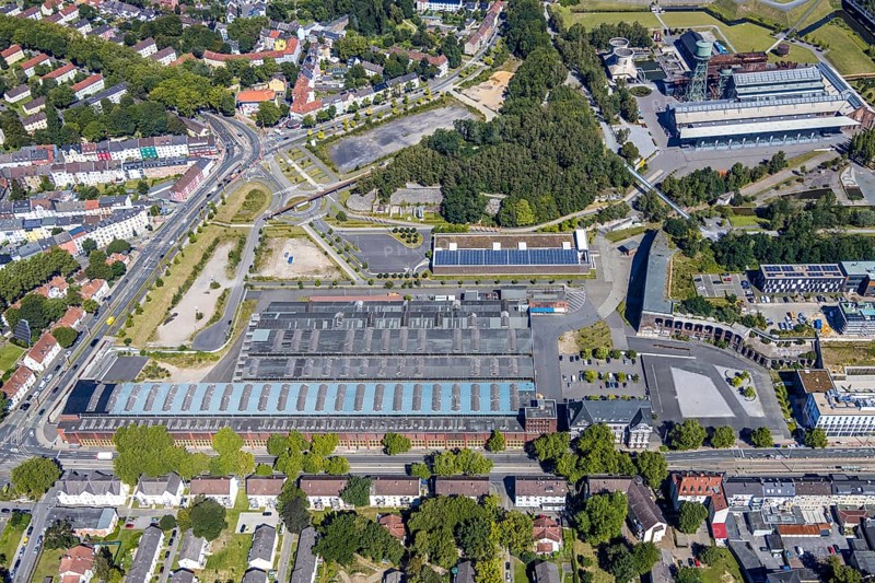 Aerial view, city centre west, Westpark, Gahlensche Straße, Alleestraße, Kruppwerke, Bochum, Ruhr area, North Rhine-Westphalia, Germany, DE, Europe, birds-eyes view, aerial photograph, aerial photography, aerial photography, overview, bird's eye view, urban planning, reconstruction measures, construction site, overplanning