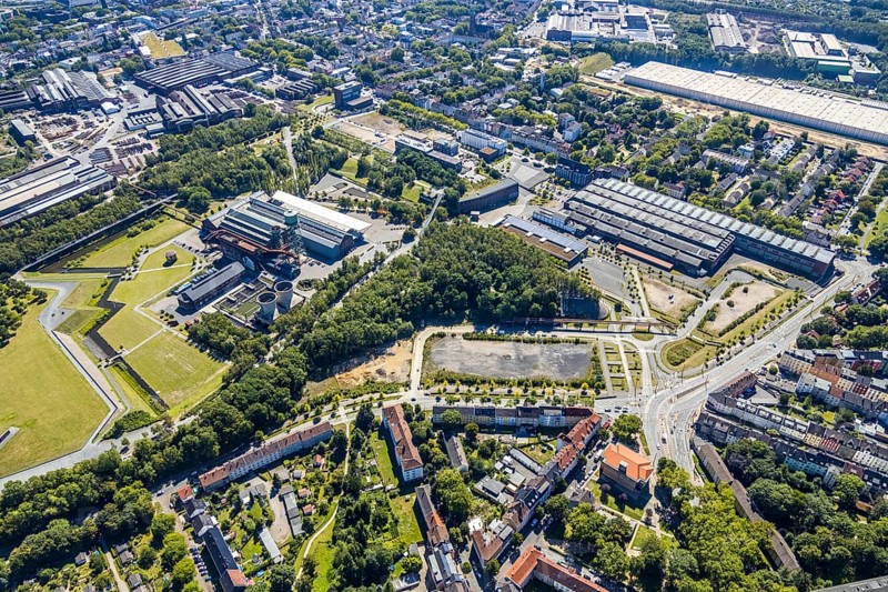Aerial view, city centre west, Westpark, Jahrhunderthalle, Gahlensche Straße, Alleestraße, Kruppwerke, Bochum, Ruhr area, North Rhine-Westphalia, Germany, DE, Europe, birds-eyes view, aerial photograph, aerial photography, aerial photography, overview, overview, bird's eye view, urban planning, reconstruction measures, construction site, overplanning
