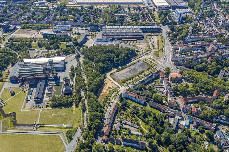 Aerial view, city centre west, Kultur Ruhr GmbH, Westpark, Gahlensche Straße, Alleestraße, Kruppwerke, Bochum, Ruhr area, North Rhine-Westphalia, Germany, DE, Europe, birds-eyes view, aerial photograph, aerial photography, aerial photography, overview, overview, bird's eye view, urban planning, reconstruction measures, construction site, overplanning