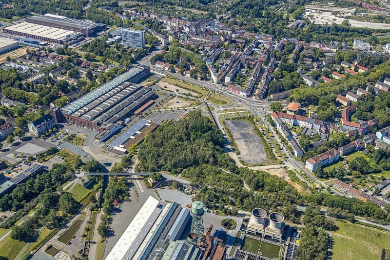 Aerial view, city centre west, Westpark, Gahlensche Straße, Alleestraße, Kruppwerke, Bochum, Ruhr area, North Rhine-Westphalia, Germany, DE, Europe, birds-eyes view, aerial photograph, aerial photography, aerial photography, overview, bird's eye view, urban planning, reconstruction measures, construction site, overplanning