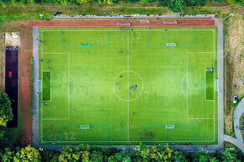 Aerial view, sports centre Wattenscheid-West Berliner Straße, Leithe, Bochum, Ruhr area, North Rhine-Westphalia, Germany, Bochum-Wattenscheid, DE, Europe, football pitch, football stadium, football club, aerial view, aerial photography, aerial photography, SG Wattenscheid 09, sports, sports facilities, sports community 09 Wattenscheid, sports field, sports facility, district Wattenscheid, overview, bird's eye view, Wattenscheid, birds-eyes view, overview