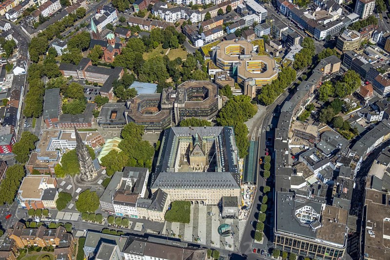 Aerial view, City of Bochum - Town Hall on Hans-Böckler-Straße, P4 Town Hall Centre, Bochum City Library, Bochum Library, Schlegel-Haus, Grumme, Bochum, Ruhr area, North Rhine-Westphalia, Germany, DE, Europe, birds-eyes view, aerial photography, aerial photography, overview, bird's eye view