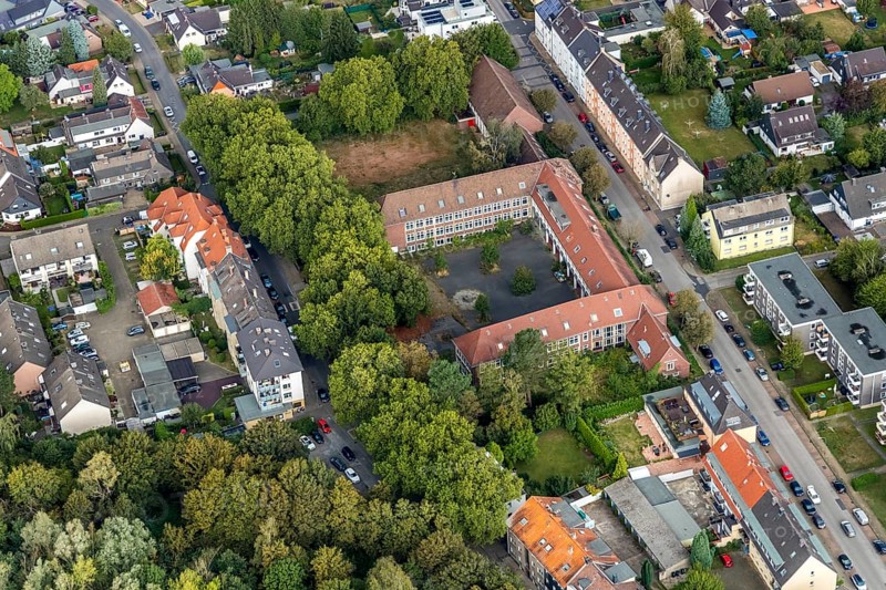 Aerial view, residential area Moltkestraße, Goebenstraße, Wattenscheid, Bochum, Ruhr area, North Rhine-Westphalia, Germany, Bochum-Wattenscheid, DE, Europe, aerial view, aerial photography, aerial photography, district Wattenscheid, overview, bird's eye view, birds-eyes view, overview, block of flats, rental flats, rent