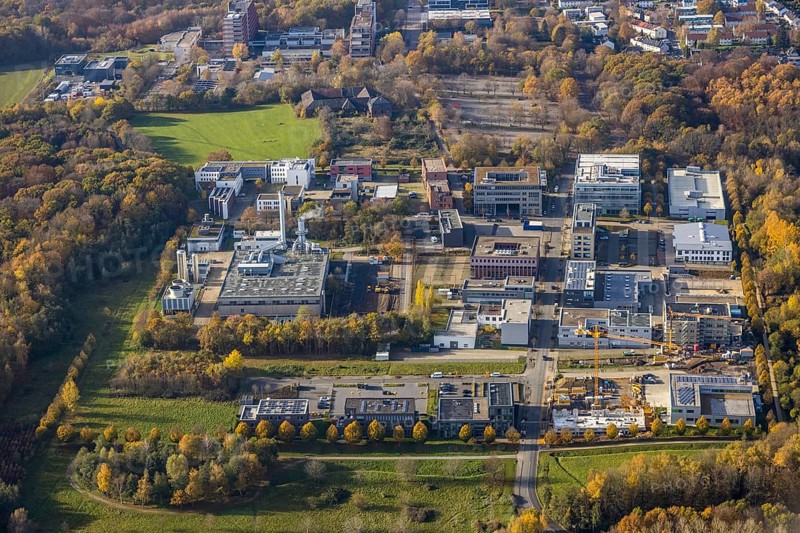 Technology Quarter, Ruhr-Universität Bochum, Leonardo-Da-Vinci-Platz, Querenburg, Bochum, Ruhr area, North Rhine-Westphalia, Germany, education, educational institution, DE, Europe, Konrad-Zuse-Straße, teaching institute, aerial view, aerial photography, aerial photography, RUB, TZ Technisches Zentrum RUB, overview, university, bird's-eye view, bird's-eye view, overview