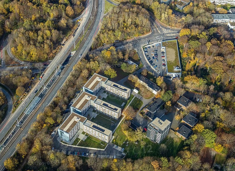 AKAFÖ student residences, Laerheidestraße, Querenburg, Bochum, Ruhr area, North Rhine-Westphalia, Germany, Akademisches Förderungswerk, DE, Europe, property tax, real estate, aerial view, aerial photography, aerial photography, aerial photography, overview, bird's-eye view, residential complex, housing and living, residential area, residential buildings, quality of living, residential neighbourhood, housing estate, birds-eyes view, overview