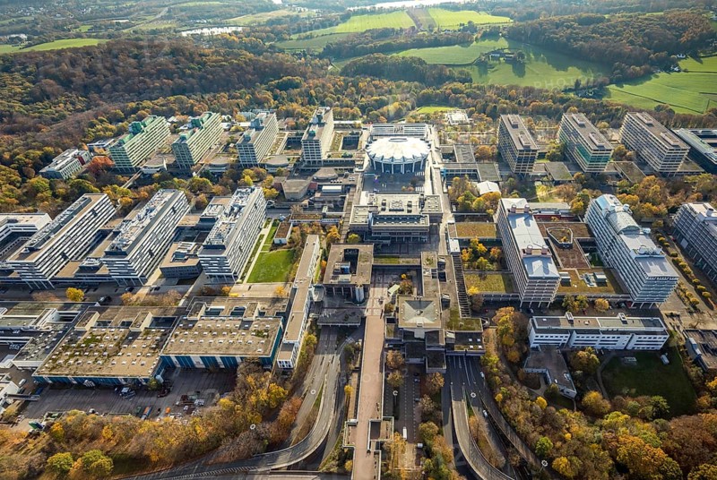Ruhr-Universität Bochum, RUB, Querenburg, Bochum, Ruhr area, North Rhine-Westphalia, Germany, education, educational institution, DE, Europe, teaching institute, aerial view, aerial photograph, aerial photography, aerial photography, overview, university, university road, bird's eye view, birds-eyes view, overview