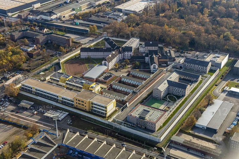 Prison Bochum Krümmede, Grumme, Bochum, Ruhr area, North Rhine-Westphalia, Germany, DE, Europe, imprisonment, custodial sentence, prison, detention centre, prison sentence, correctional facility, aerial view, aerial photograph, aerial photography, aerial photography, overview, custody, bird's eye view, birds-eyes view, overview