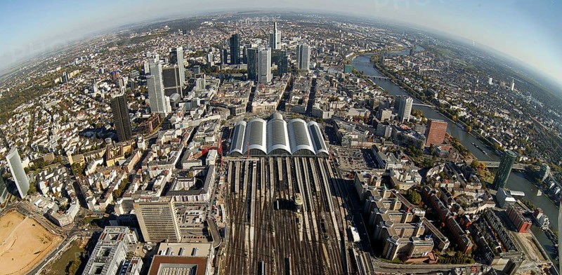 Frankfurt, skyline, skyscrapers, Deutsche Bank, DEU Germany Germany, Europe, aerial view, birds-eyes view, aerial photography, aerial photography, overview, overview, bird's eye view