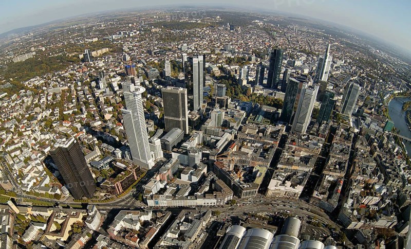 Frankfurt, skyline, skyscrapers, Deutsche Bank, DEU Germany Germany, Europe, aerial view, birds-eyes view, aerial photography, aerial photography, overview, overview, bird's eye view