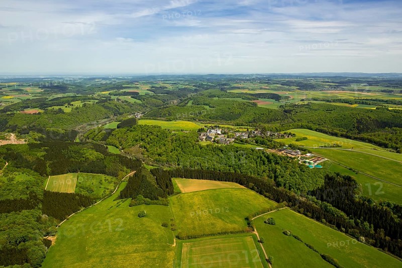 Steinfeld Monastery, monastery in Kall, Benedictine Abbey, Kall, Eifel, North Rhine-Westphalia, Germany, Europe, aerial view, birds-eyes view, aerial photography, aerial photography, overview, overview, bird's eye view
