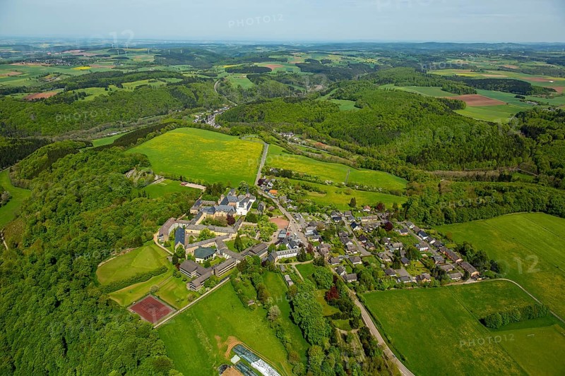 Steinfeld Monastery, monastery in Kall, Benedictine Abbey, Kall, Eifel, North Rhine-Westphalia, Germany, Europe, aerial view, birds-eyes view, aerial photography, aerial photography, overview, overview, bird's eye view
