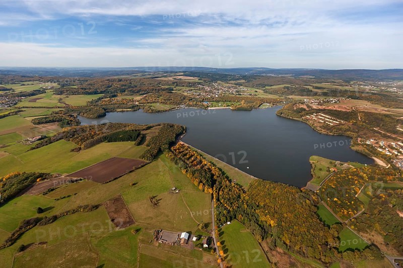 Bostalsee, tributaries Bos, Dämelbach, district Sankt Wendel, Nohfelden, Saarland, Germany, Europe, aerial view, birds-eyes view, aerial photography, aerial photography, overview, bird's eye view