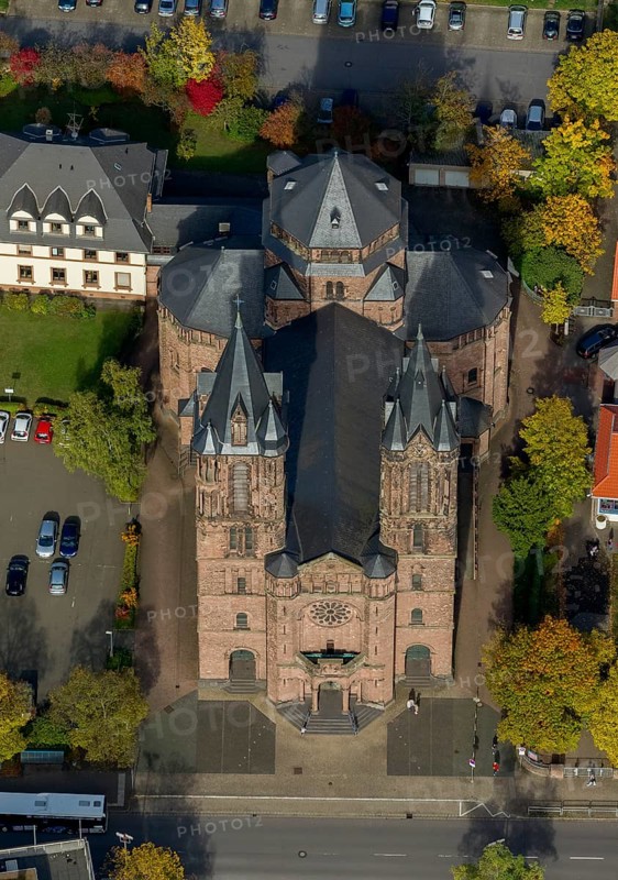 St. Sacrament Saardom, Dillingen/Saar, Saarland, Germany, Europe, aerial photo, birds-eyes view, aerial photography, aerial photography, overview, bird's eye view