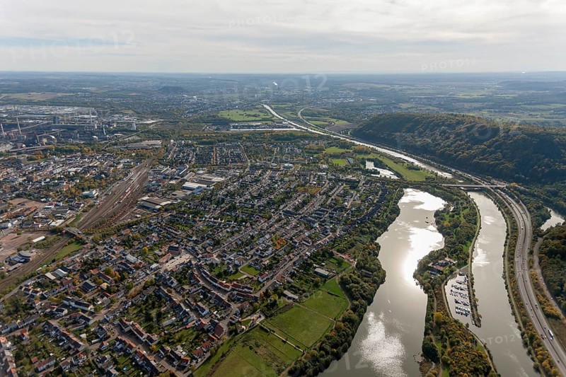Saar, Dillingen/Saar, Saarland, Germany, Europe, aerial view, birds-eyes view, aerial photography, aerial photography, overview, overview, bird's eye view