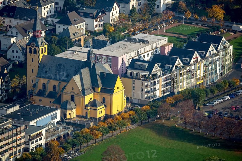 Church of St Peter and Paul Bad Hlnningen, Bad Breisig, Neuwied district, Rhineland-Palatinate, Germany, Europe, aerial view, birds-eyes view, aerial photography, aerial photography, overview, bird's eye view