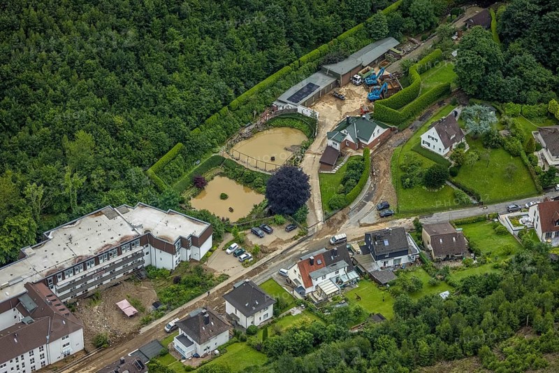 Aerial photo, Lennehochwasser, Hohenlimburg, Hagen, Ruhr area, North Rhine-Westphalia, Germany, DE, Europe, birds-eyes view, aerial photography, aerial photography, overview, overview, bird's eye view